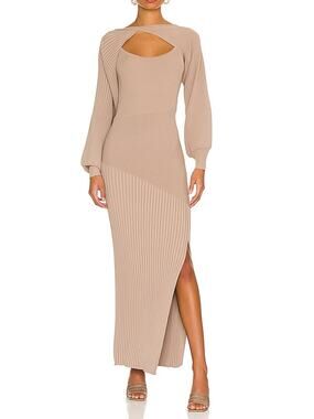 Nicholas Mixed Rib Fog Alixia Knit Midi Dress Set Size S